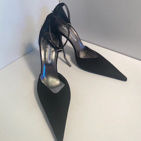 MARIANO FABIANI WOMEN'S DRESS PUMP BLACK AND BEJEWELED SIZE 40 - Picture 7 of 10